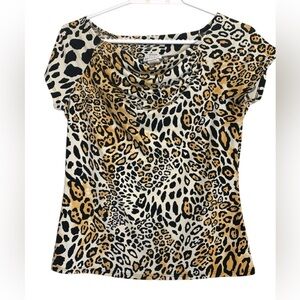 Nicola Animal Print Office Top, Stretch, 4 Season, Wrinkle Free, Easy Care